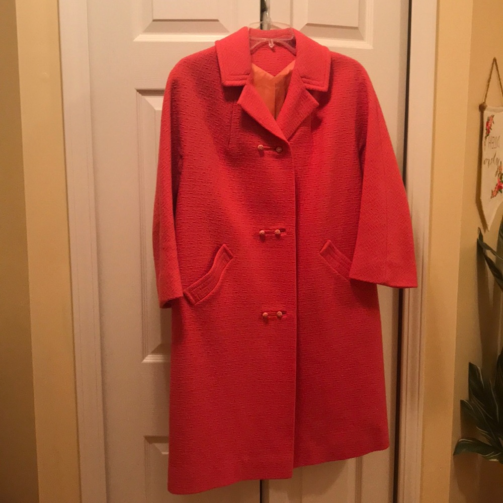 ILGWU hot pink pea coat by DUMAS